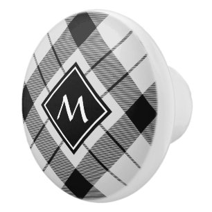 Klan MacFarlane Black och White Tartan Knopp