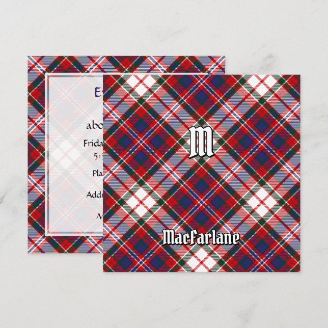 Klan MacFarlane Dress Tartan Inbjudningar (Fram/baksida)