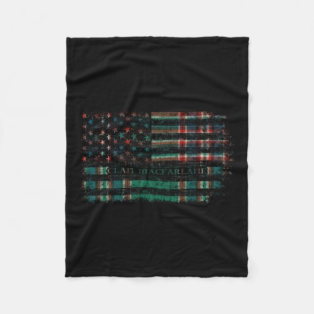 Klan Macfarlane Hunting Scottish Tartan Us Flagga  Fleecefilt (Framsidan)