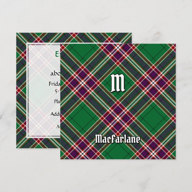 Klan MacFarlane Modern Hunting Tartan Inbjudningar (Fram/baksida)