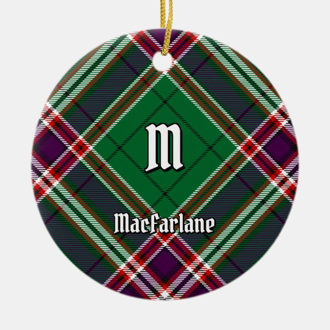 Klan MacFarlane Modern Hunting Tartan Julgransprydnad Keramik (Framsidan)