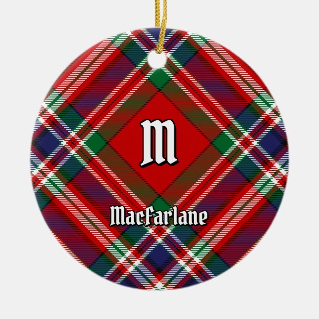 Klan MacFarlane Red Tartan Julgransprydnad Keramik (Framsidan)