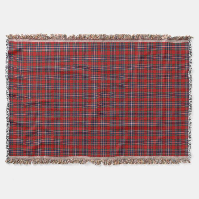 Klan MacFarlane Tartan Red and Blue Scottish Play Filt (Framsidan)