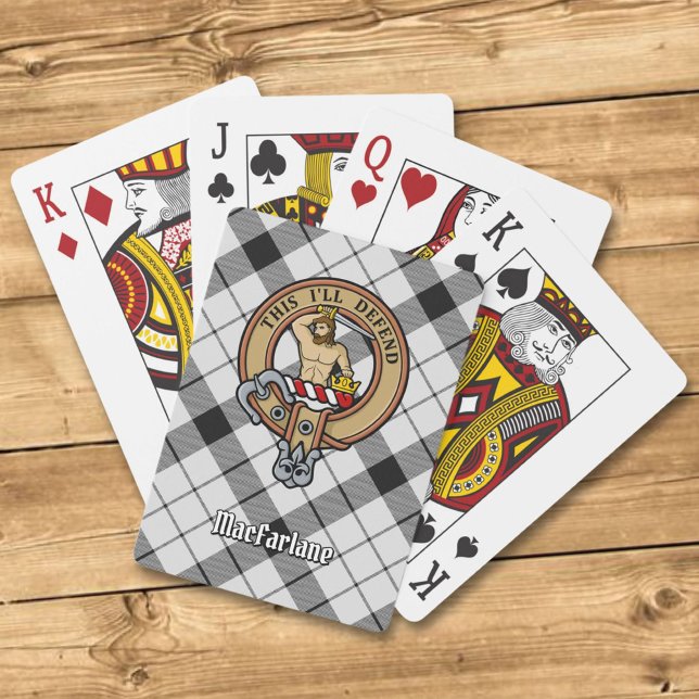Klan MacFarlane Vapensköld över Black and White Ta Casinokort (Skapare uppladdad)