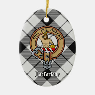 Klan MacFarlane Vapensköld över Black and White Ta Julgransprydnad Keramik