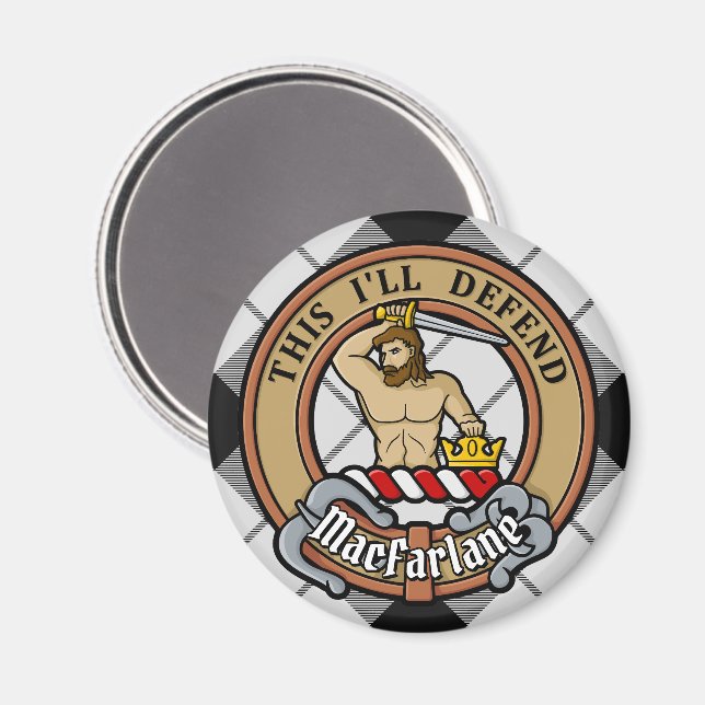 Klan MacFarlane Vapensköld över Black and White Ta Magnet (Front/Back)