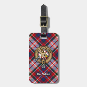 Klan MacFarlane-Vapensköld över Dress Tartan Bagagebricka
