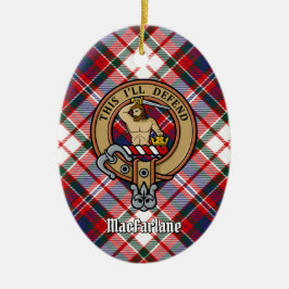 Klan MacFarlane-Vapensköld över Dress Tartan Julgransprydnad Keramik