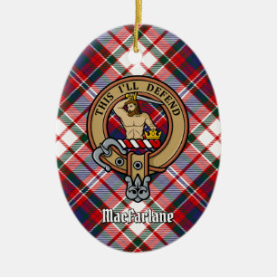 Klan MacFarlane-Vapensköld över Dress Tartan Julgransprydnad Keramik