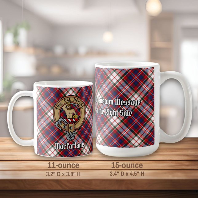 Klan MacFarlane-Vapensköld över Dress Tartan Kaffemugg (Skapare uppladdad)