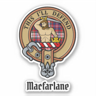 Klan MacFarlane-Vapensköld över Dress Tartan Klistermärken