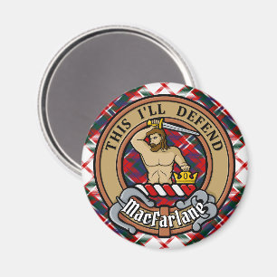 Klan MacFarlane-Vapensköld över Dress Tartan Magnet