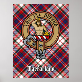 Klan MacFarlane-Vapensköld över Dress Tartan Poster
