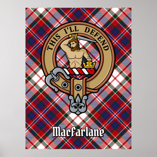 Klan MacFarlane-Vapensköld över Dress Tartan Poster (Framsidan)
