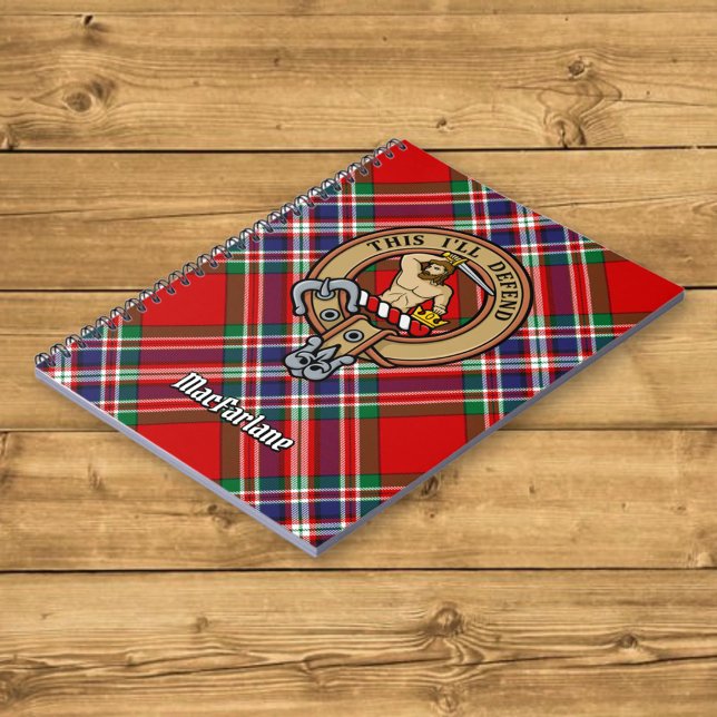 Klan MacFarlane Vapensköld över Red Tartan Anteckningsbok (Skapare uppladdad)