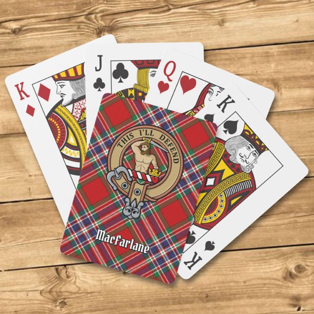 Klan MacFarlane Vapensköld över Red Tartan Casinokort (Skapare uppladdad)