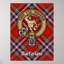 Klan MacFarlane Vapensköld över Red Tartan