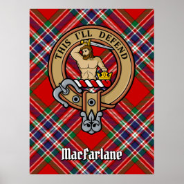Klan MacFarlane Vapensköld över Red Tartan Poster