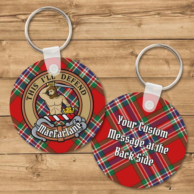 Klan MacFarlane-Vapensköld över Tartan Keychain Nyckelring (Skapare uppladdad)