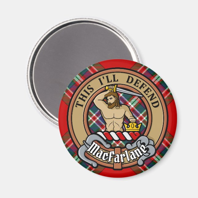 Klan MacFarlane-Vapensköld över Tartan Magnet (Front/Back)