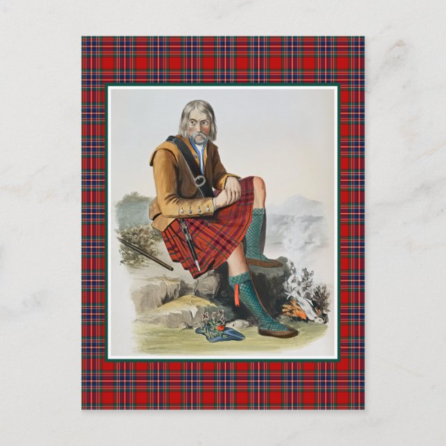 Klan MacFarlane Vintage Illustration Tartan Ram Vykort (Framsida)