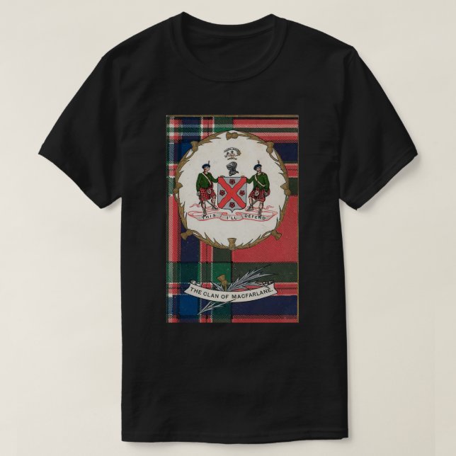 Klan MacFarlane Vintage Tartan Vapensköld Badge T Shirt (Design framsida)