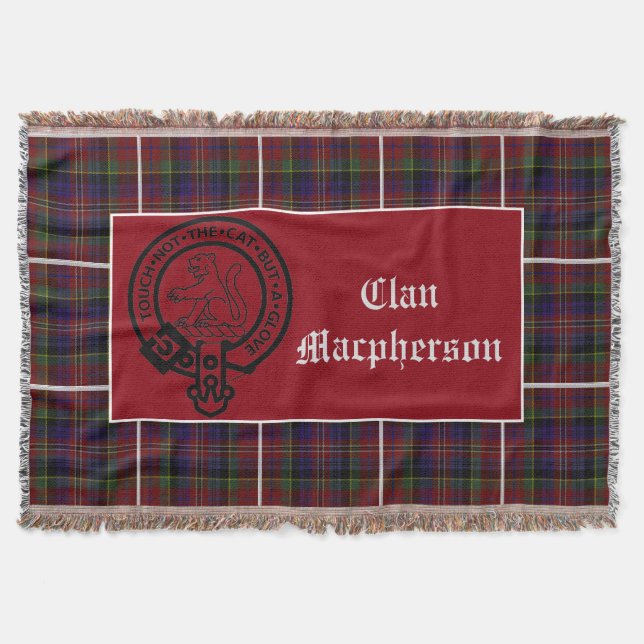 Klan Macferson Vapensköld Badge och Tartan Filt (Framsidan)