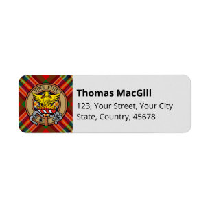 Klan MacGill Tartan-etikett Returadress Etikett
