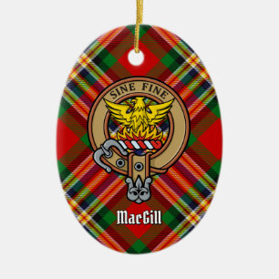 Klan MacGill Vapensköld över Tartan Ceramic Orname Julgransprydnad Keramik