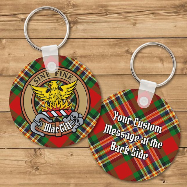 Klan MacGill-Vapensköld över Tartan Keychain Nyckelring (Skapare uppladdad)
