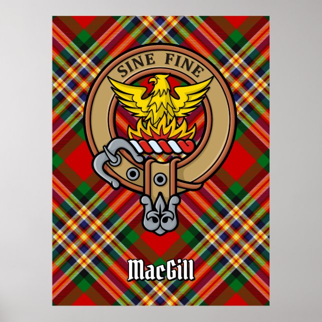 Klan MacGill-Vapensköld över Tartan Poster (Framsidan)