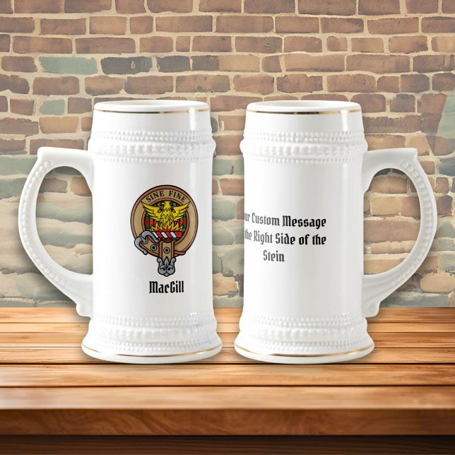 Klan MacGill-Vapenskölden över Tartan Beer Stein Sejdel (Skapare uppladdad)