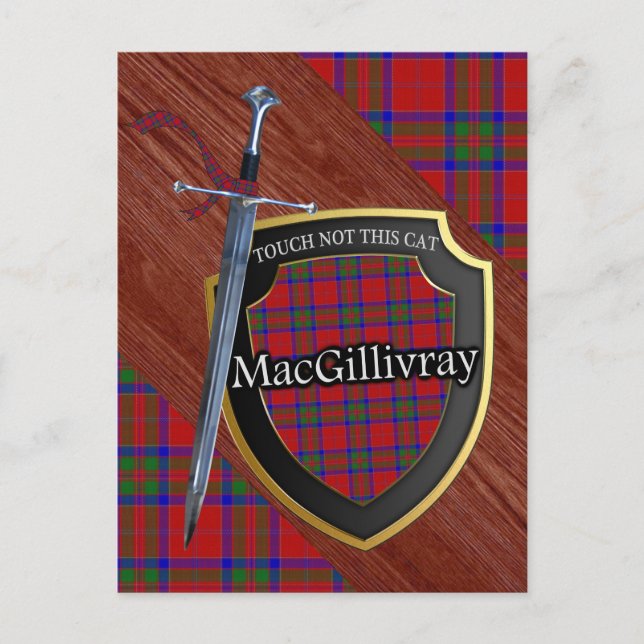 Klan MacGillivray Tartan Sword & Shield Vykort (Framsida)