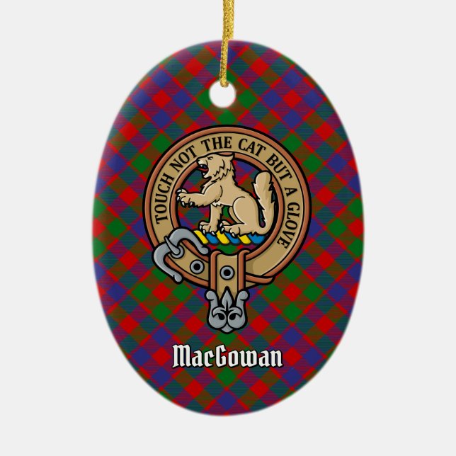 Klan MacGowan-Vapensköld över Tartan Julgransprydnad Keramik (Framsidan)