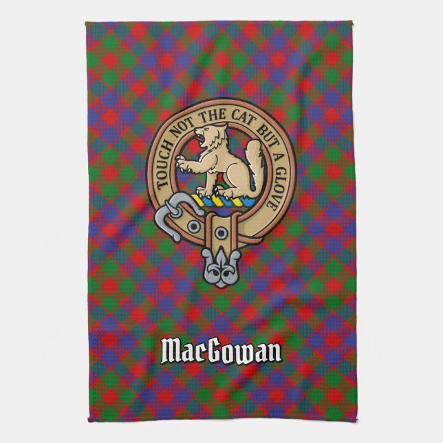 Klan MacGowan-Vapensköld över Tartan Kökshandduk (Vertikal)
