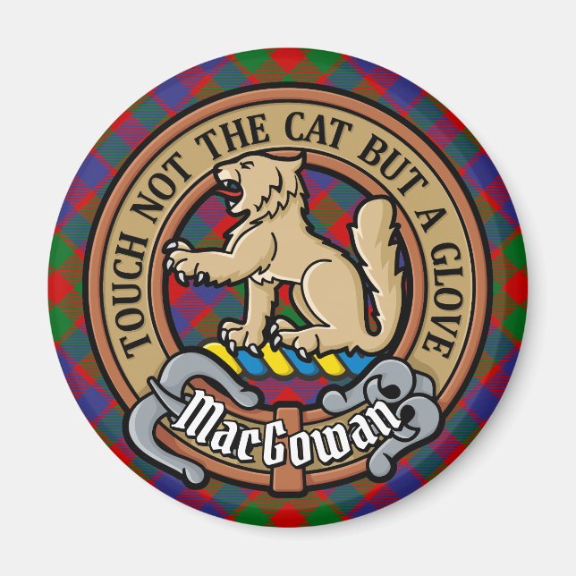 Klan MacGowan-Vapensköld över Tartan Magnet (Framsidan)