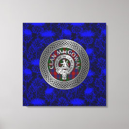 Klan MacGowan Vapensköld & Tartan Knot on Thistle Canvastryck