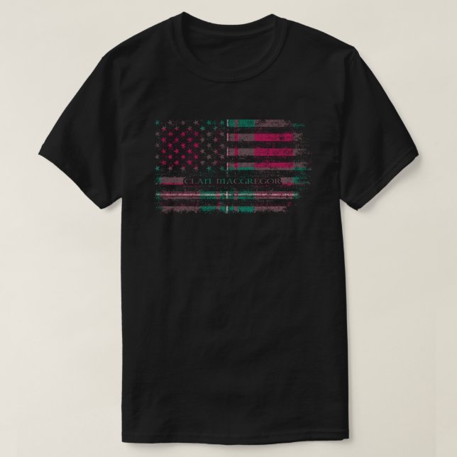 Klan MacGregor Hunting Scottish tartan US flagga k T Shirt (Design framsida)