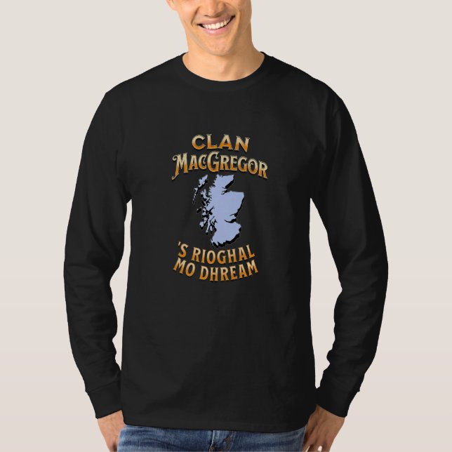 Klan Macgregor Scottish Motto Vapensköld T Shirt (Framsida)