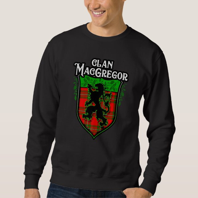 Klan Macgregor Surname Scottish Tartan Lejon Rampa Lång Ärmad Tröja (Framsida)