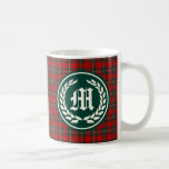 Klan MacGregor Tartan Monogram Kaffemugg<br><div class="desc">Kaffe mugg med tartan för Klan MacGregor och dess septer, inklusive Dochart och Peterkin, en populär traditionell skotsk plaid i klarrött, med mörk grönt och vita accenter. Vintage mönster från 1884. Båda sidor av mugg har en rund jägare-grönt med lagrar och din monogramssymbol i ett gammalt engelskt teckensnitt.</div>