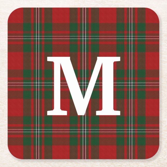 Klan MacGregor Tartan Play Monogrammed Underlägg Papper Kvadrat (Framsidan)