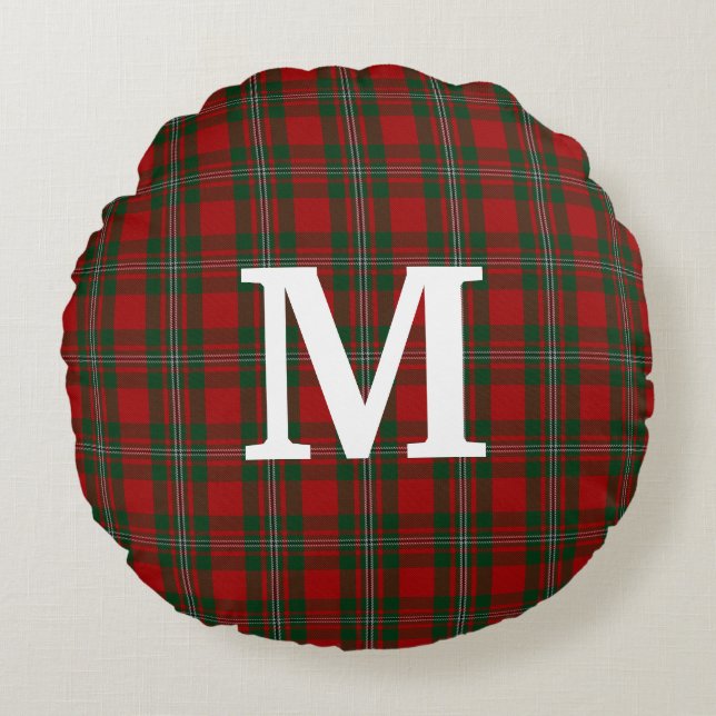 Klan MacGregor Tartan Randig Monogram Kastkudde Rund Kudde (Framsidan)