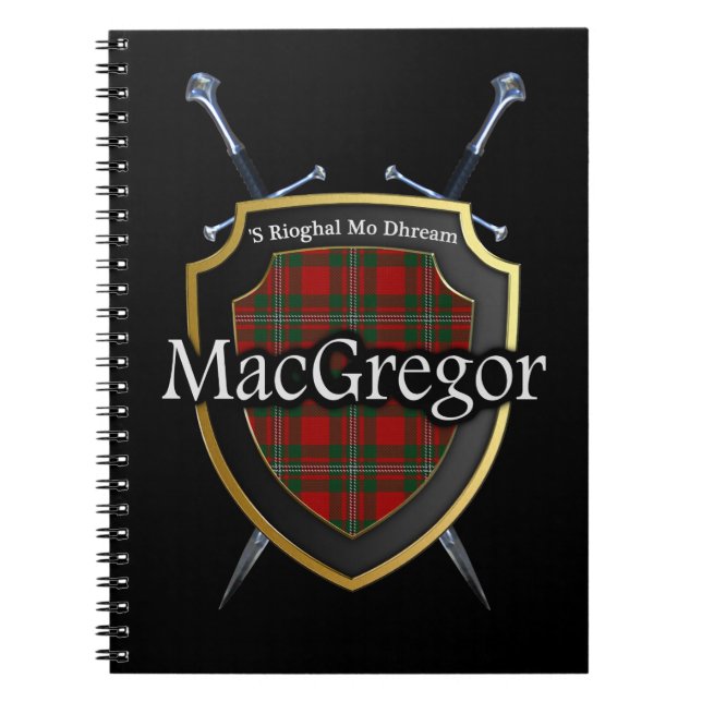 Klan MacGregor Tartan Shield & Swords Anteckningsbok (Framsidan)