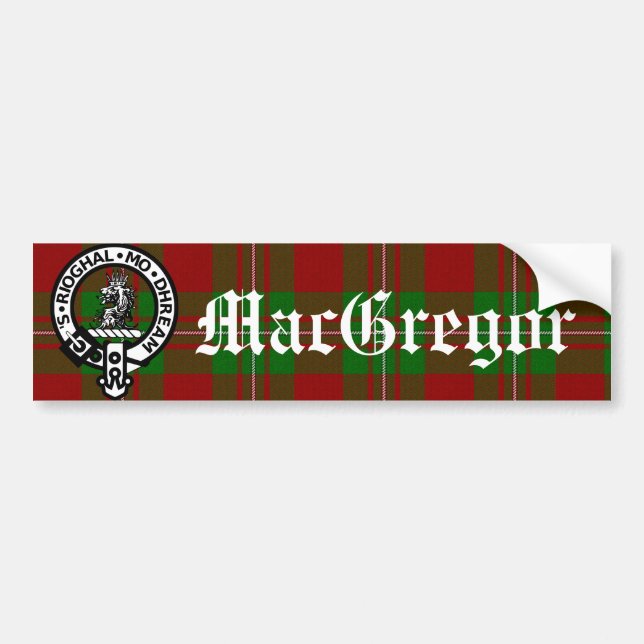 Klan MacGregor Vapensköld Badge och Tartan Bildekal (Framsidan)