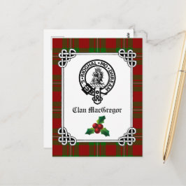 Klan MacGregor Vapensköld Badge & Tartan Helgdag Vykort