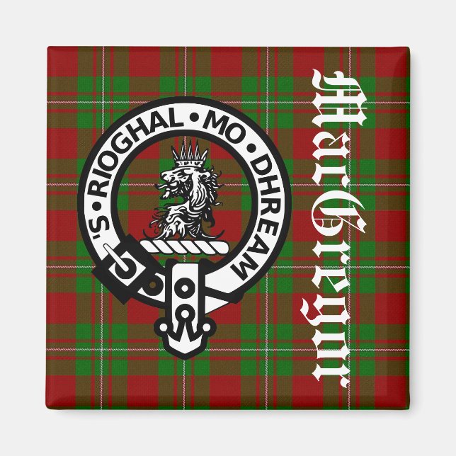 Klan MacGregor Vapensköld Badge & Tartan Magnet (Framsidan)