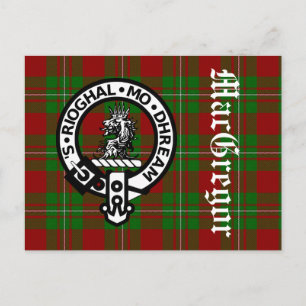 Klan MacGregor Vapensköld Badge & Tartan Vykort