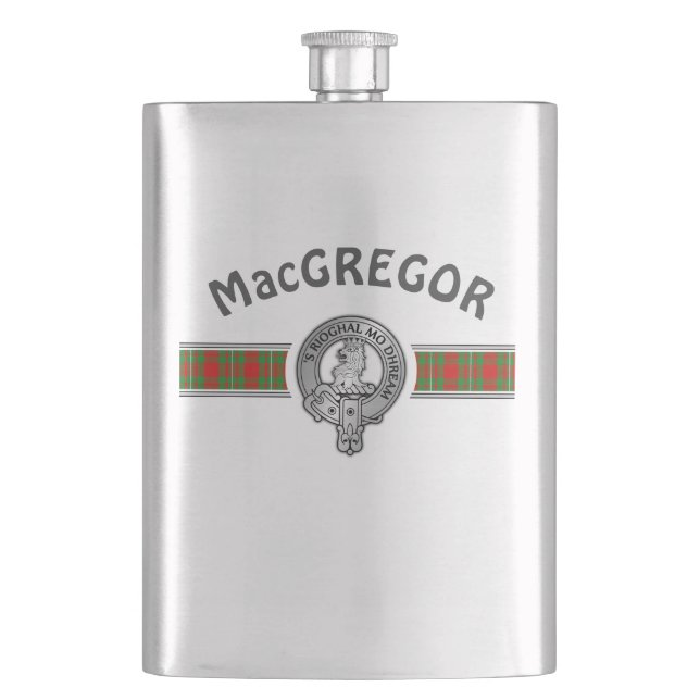 Klan MacGregor-Vapensköld (Redigera) och Tartan-ko Fickplunta (Framsidan)