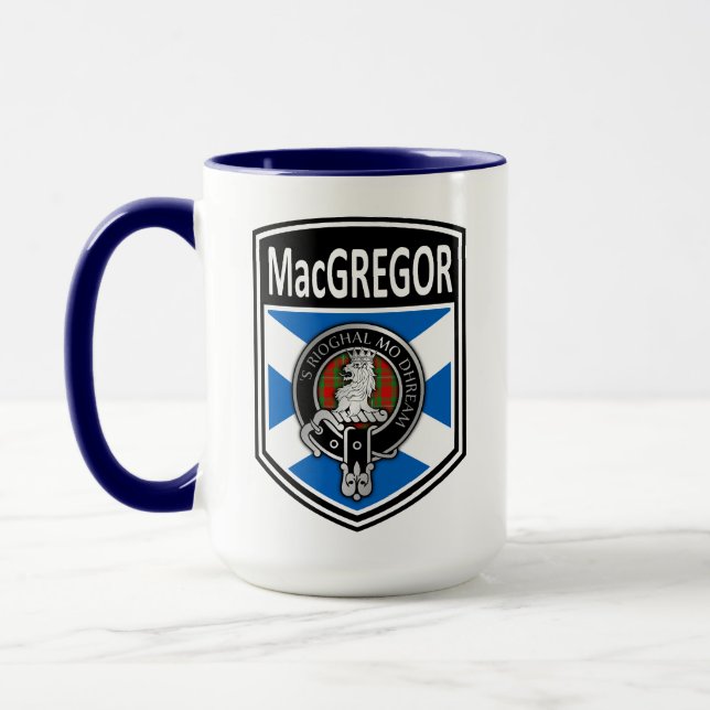Klan MacGregor Vapensköld & Tartan Saltire Mugg (Vänster)